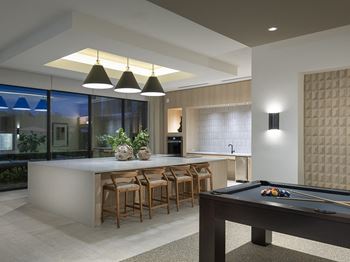 Resident clubhouse with smart tv lounge and billiards
